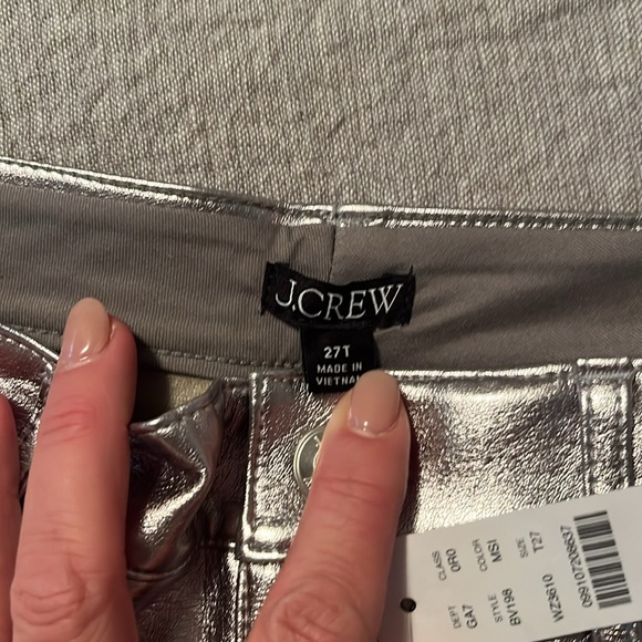NWT J Crew Full-length demi-boot pant in metallic faux leather 27Tall - Picture 3 of 4